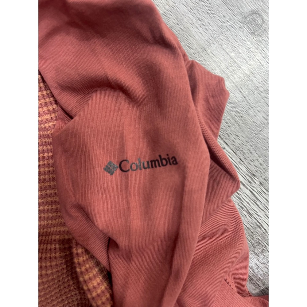 Columbia Womens Waffle Knit Hoodie Raglan Pullover Clay Red XK0704 Small - Picture 4 of 6